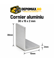 Cornier aluminiu 30 x 15 x 2 mm, 6 metri (EN AW-6060)